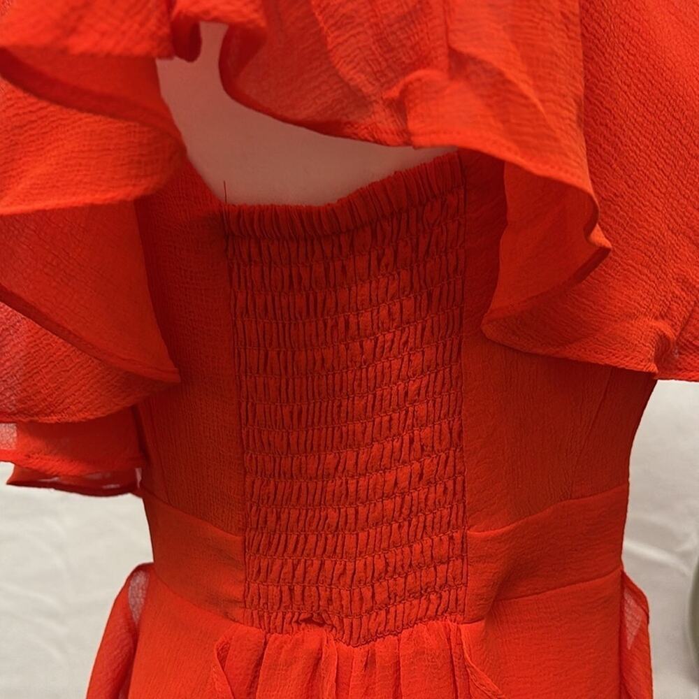 INC maxi ruffle dress fun one shoulder color bright cosmic orange size M party - Picture 6 of 14
